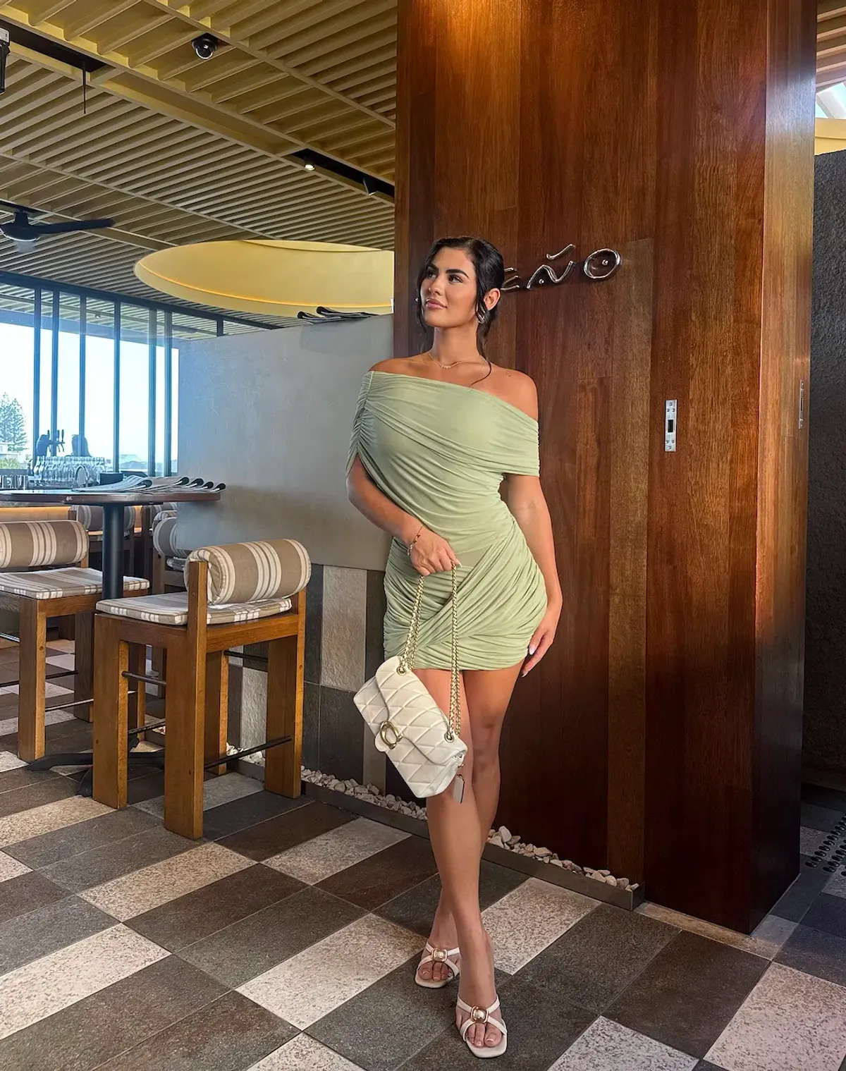 Benni Otto Mini Dress Pistachio Size 8 - Image 5