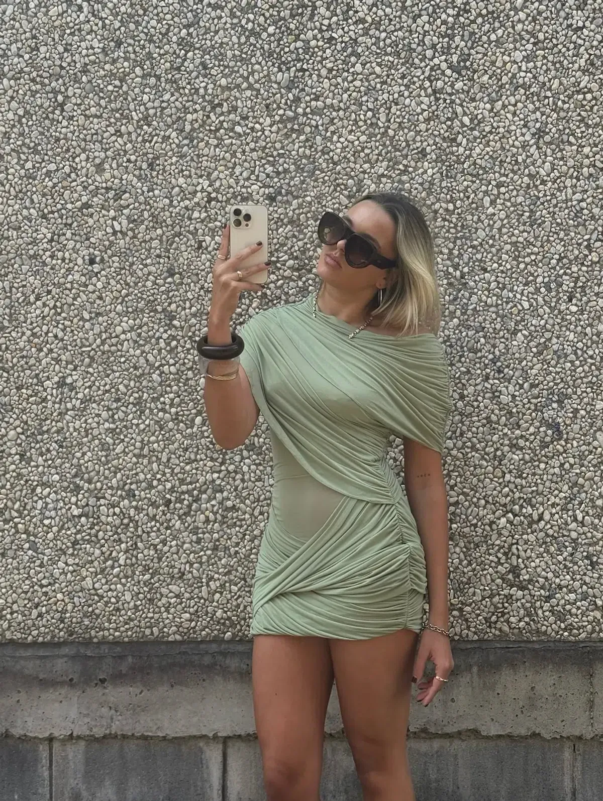 Benni Otto Mini Dress Pistachio Size 6 - Image 4