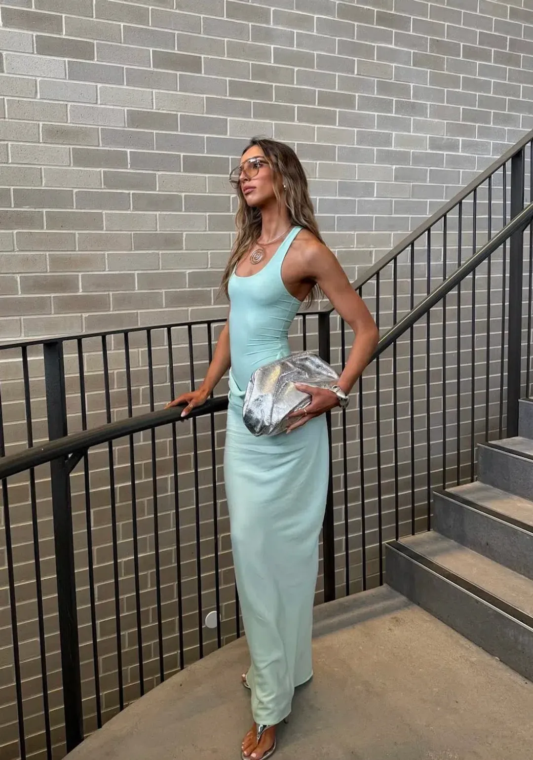 Benni Jade Maxi Dress Bleached Aqua Size 8 for rent on The Volte - main image