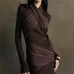 De La Vali Ballad Dress Chocolate Brown Size 8 for rent on The Volte - image 2