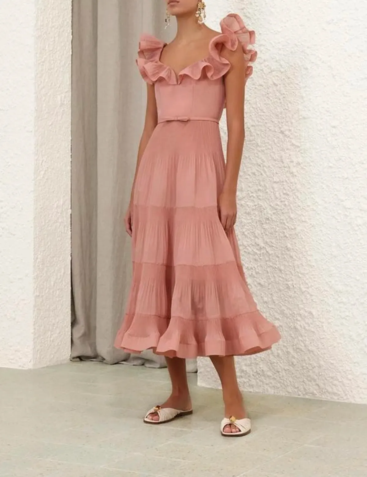 Zimmermann Dress Midi Pink Size 6 - Image 1