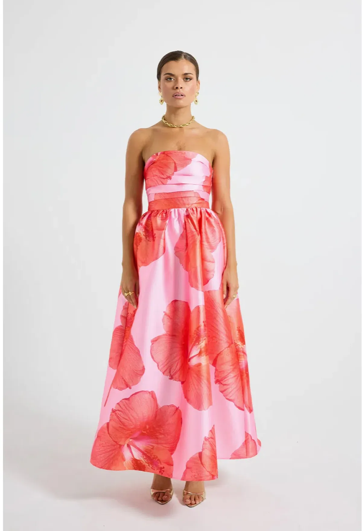 Pasduchas Kalani Strapless Midi Rasberry Pink / Orange size 10 - Image 2