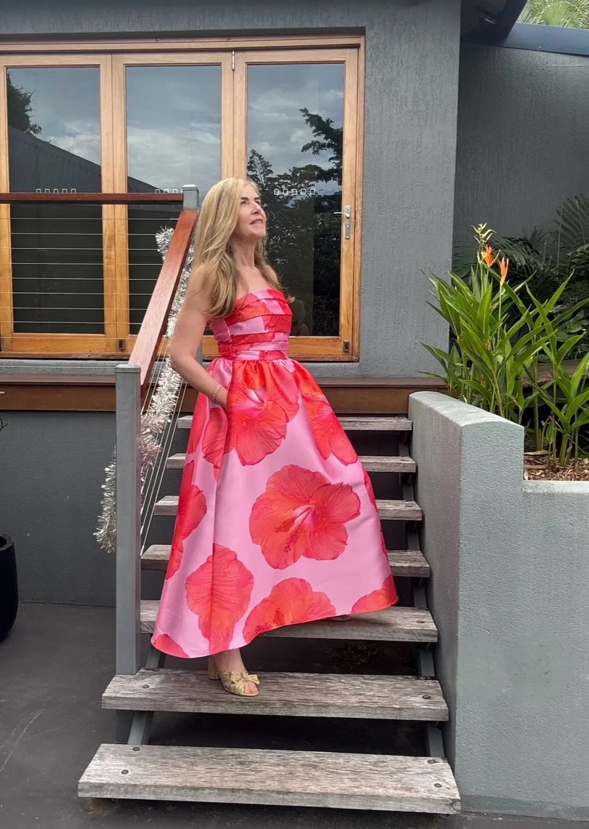 Pasduchas Kalani Strapless Midi Rasberry Pink / Orange size 10 - Image 1