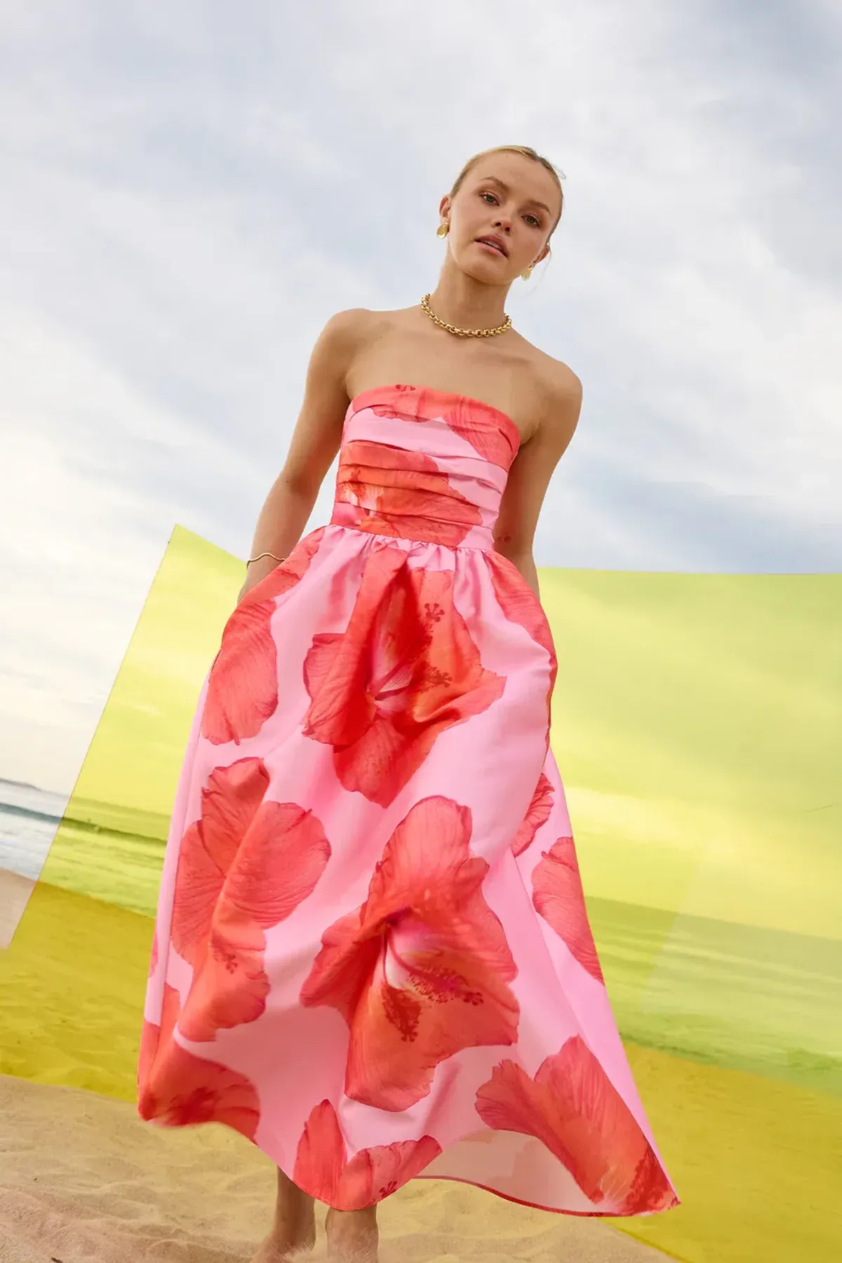 Pasduchas Kalani Strapless Midi Rasberry Pink / Orange size 10 - Image 7