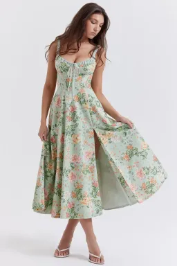 HOUSE OF CB SABRINA DRESS SIZE 6 XS GREEN/FLORAL for rent on The Volte - image 4