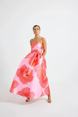 Pasduchas Kalani Strapless Midi Dress Raspberry Size AU 8 for rent on The Volte - image 3