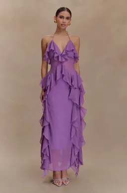 MESHKI -Aleyna chiffon ruffle midi dress for rent on The Volte - image 1