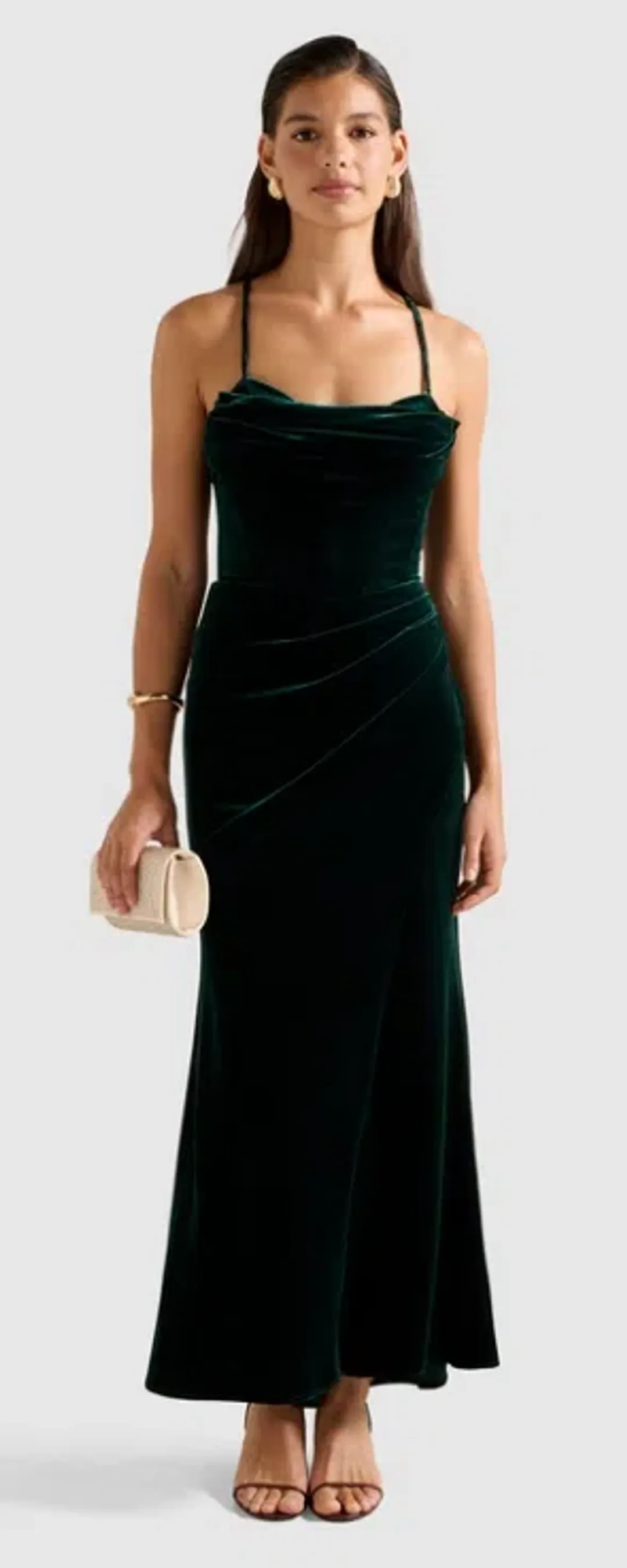 FOREVER NEW Bailey Dress Maxi Emerald Green size 8 for rent on The Volte - main image