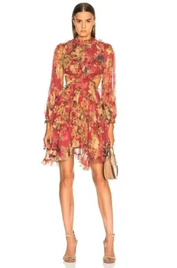 Zimmermann Melody Lace Up Mini Dress Red Floral Size 1 / AU 8 10 for rent on The Volte - image 5