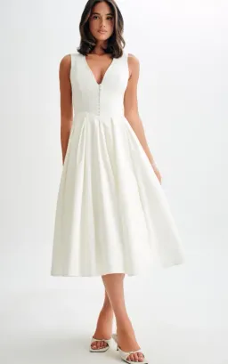 MESHKI Keely Cotton Sleeveless Midi White Size Small for rent on The Volte - image 1