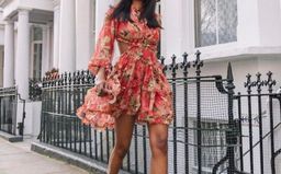 Zimmermann Melody Lace Up Short Dress Burgundy Floral Size 8 for rent on The Volte - image 4