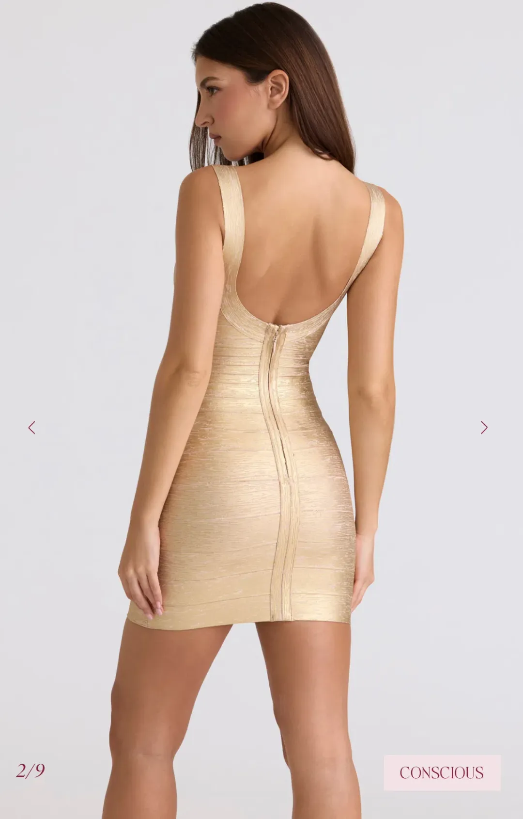 Gold Bandage Mini Dress (House of CB) Herve Leger Dupe for rent on The Volte - main image