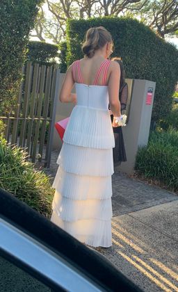 Rachel Gilbert Soekie Tiered Pleated Dress White Size AU 6 for rent on The Volte - image 3