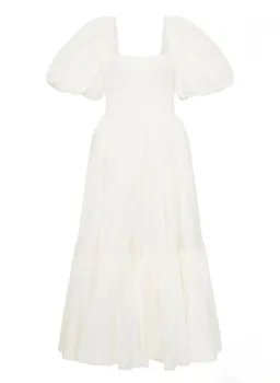 AJE CASA PUFF SLEEVE MIDI DRESS WHITE SIZE 4 for rent on The Volte - image 4