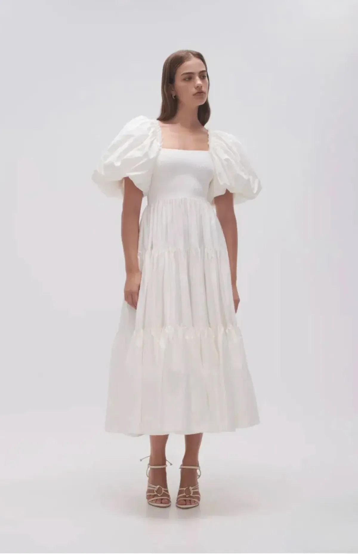 AJE CASA PUFF SLEEVE MIDI DRESS WHITE SIZE 4 - Image 2