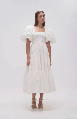 AJE CASA PUFF SLEEVE MIDI DRESS WHITE SIZE 4 for rent on The Volte - image 2