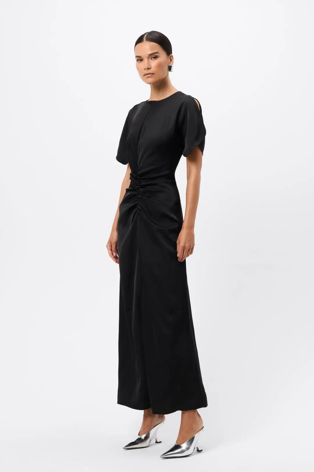 Mossman Black Ruched Dress Size 16 for rent on The Volte - main image