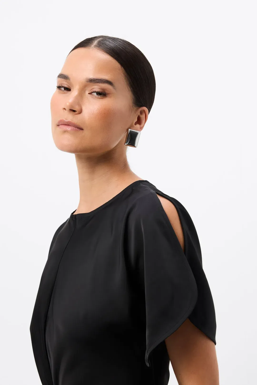 Mossman Black Ruched Dress Size 16 for rent on The Volte - main image