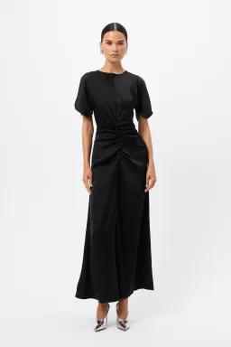 Mossman Black Ruched Dress Size 16 for rent on The Volte - image 1