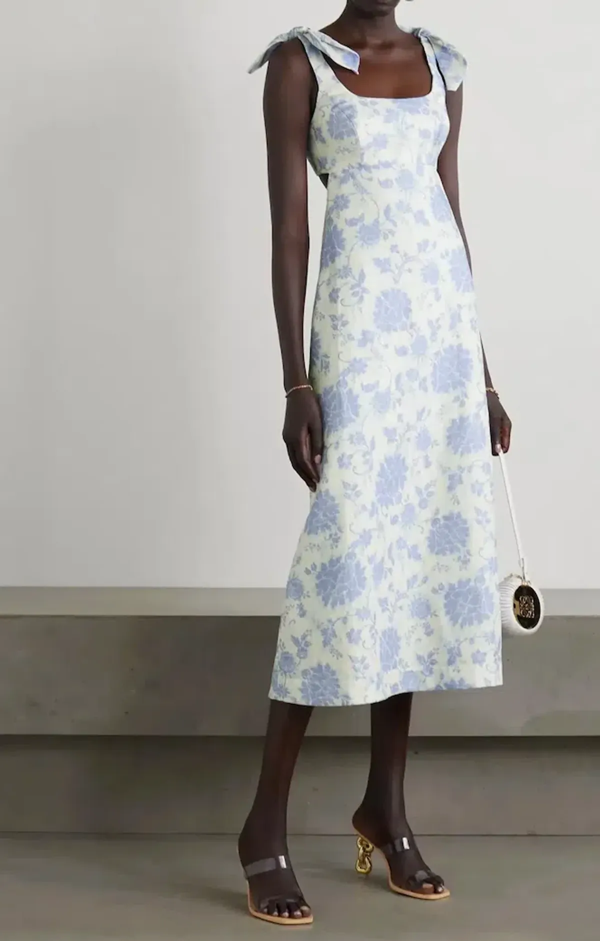 Zimmermann Floral Tie Shoulder Midi Dress in Lilac Tonal Floral Size 0 / AU 8 - Image 2