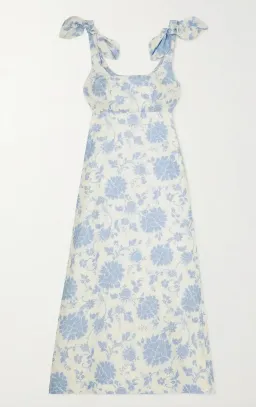 Zimmermann Floral Tie Shoulder Midi Dress in Lilac Tonal Floral Size 0 / AU 8 for rent on The Volte - image 3