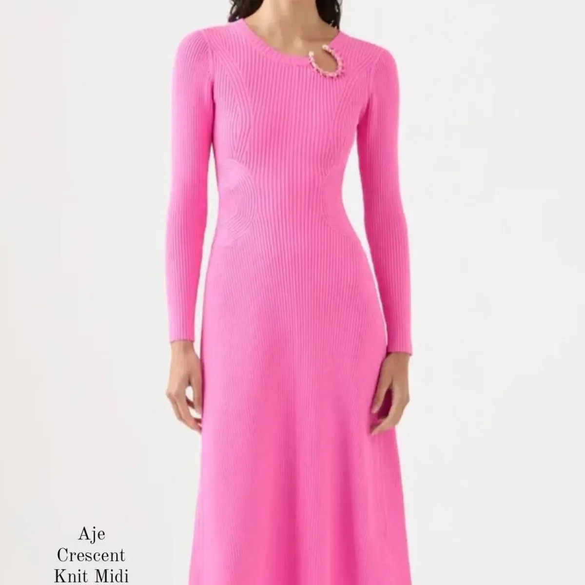 Aje Crescent Knit Midi Dress - Image 1