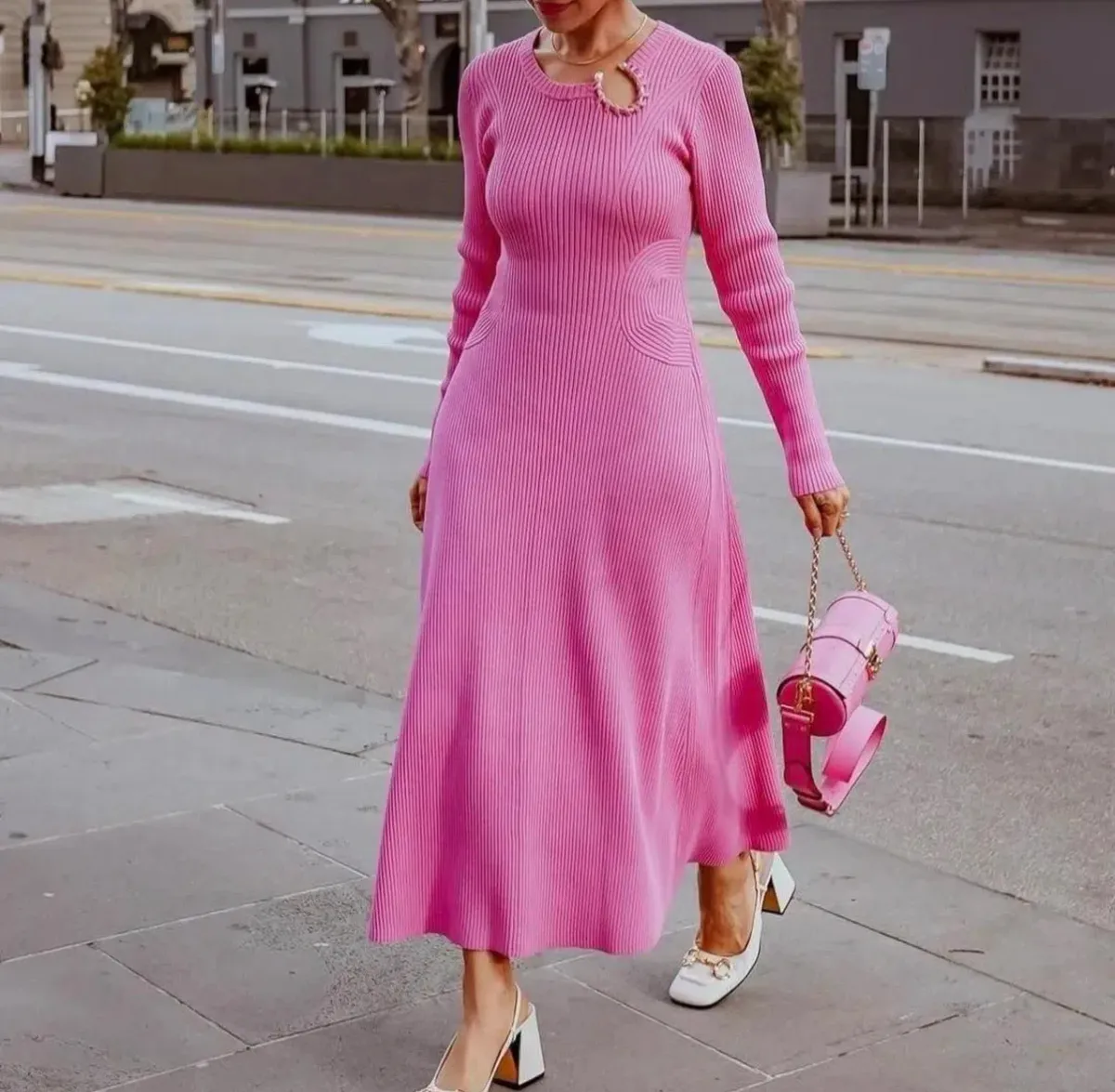 Aje Crescent Knit Midi Dress - Image 2