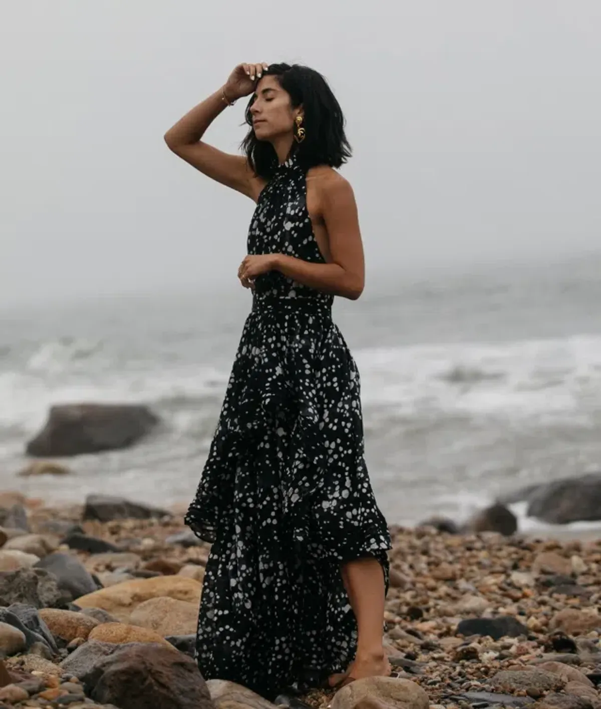 AJE Sienna Maxi Halter Dress Gown Gala Black Spot SZ 10 - Image 6