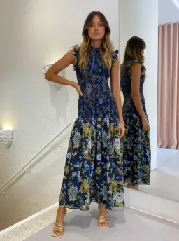 Sir The Label Diana Smocked Midi Dress in Delia Print Size 1 / AU 8 for rent on The Volte - image 1