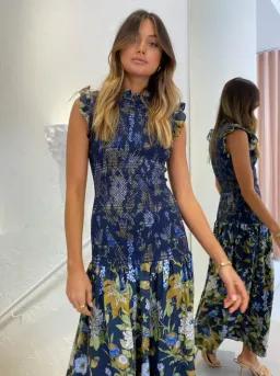 Sir The Label Diana Smocked Midi Dress in Delia Print Size 1 / AU 8 for rent on The Volte - image 2