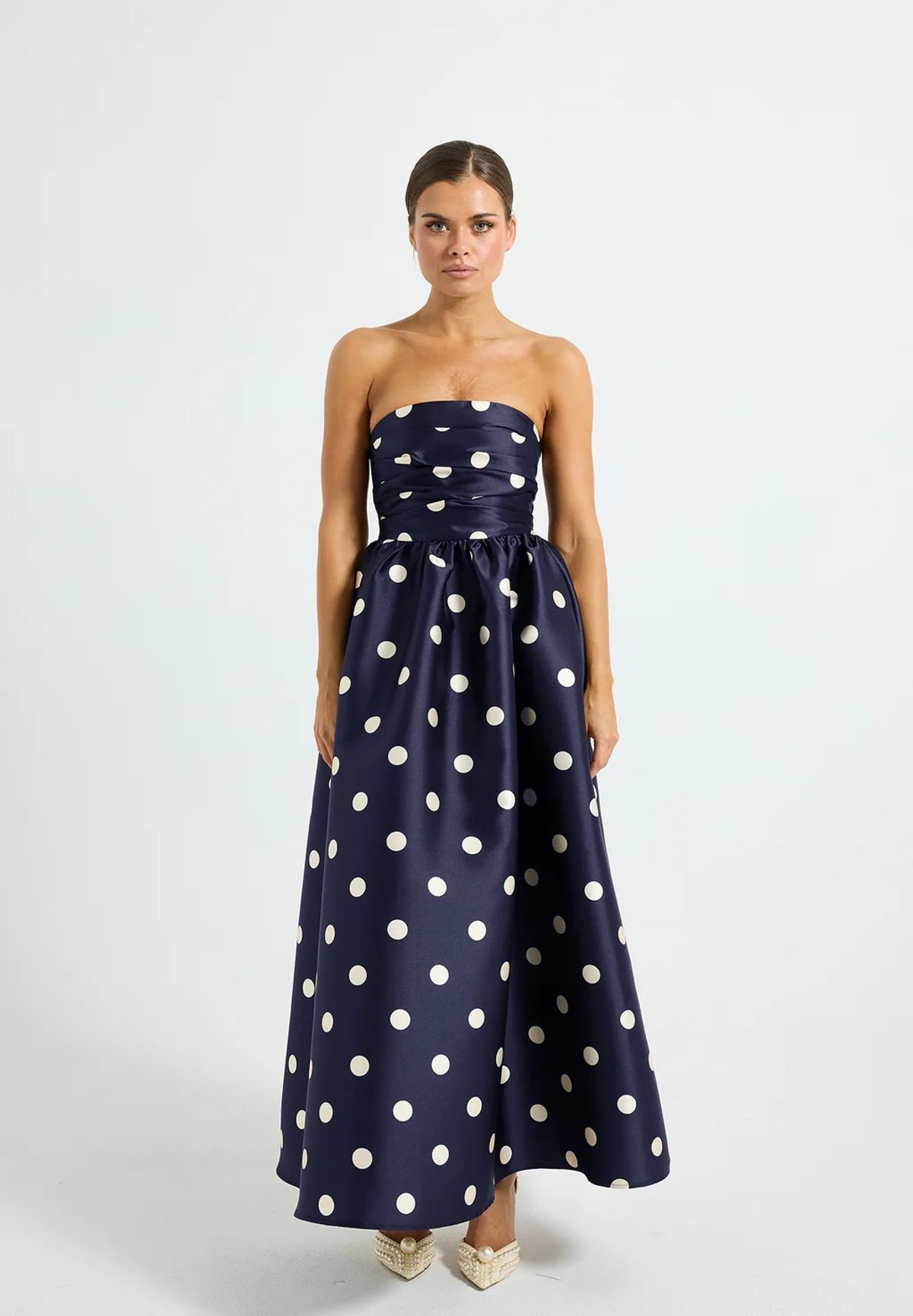 Pasduchas Dottie Midi Dress Navy/Cream Size 8 - Image 1