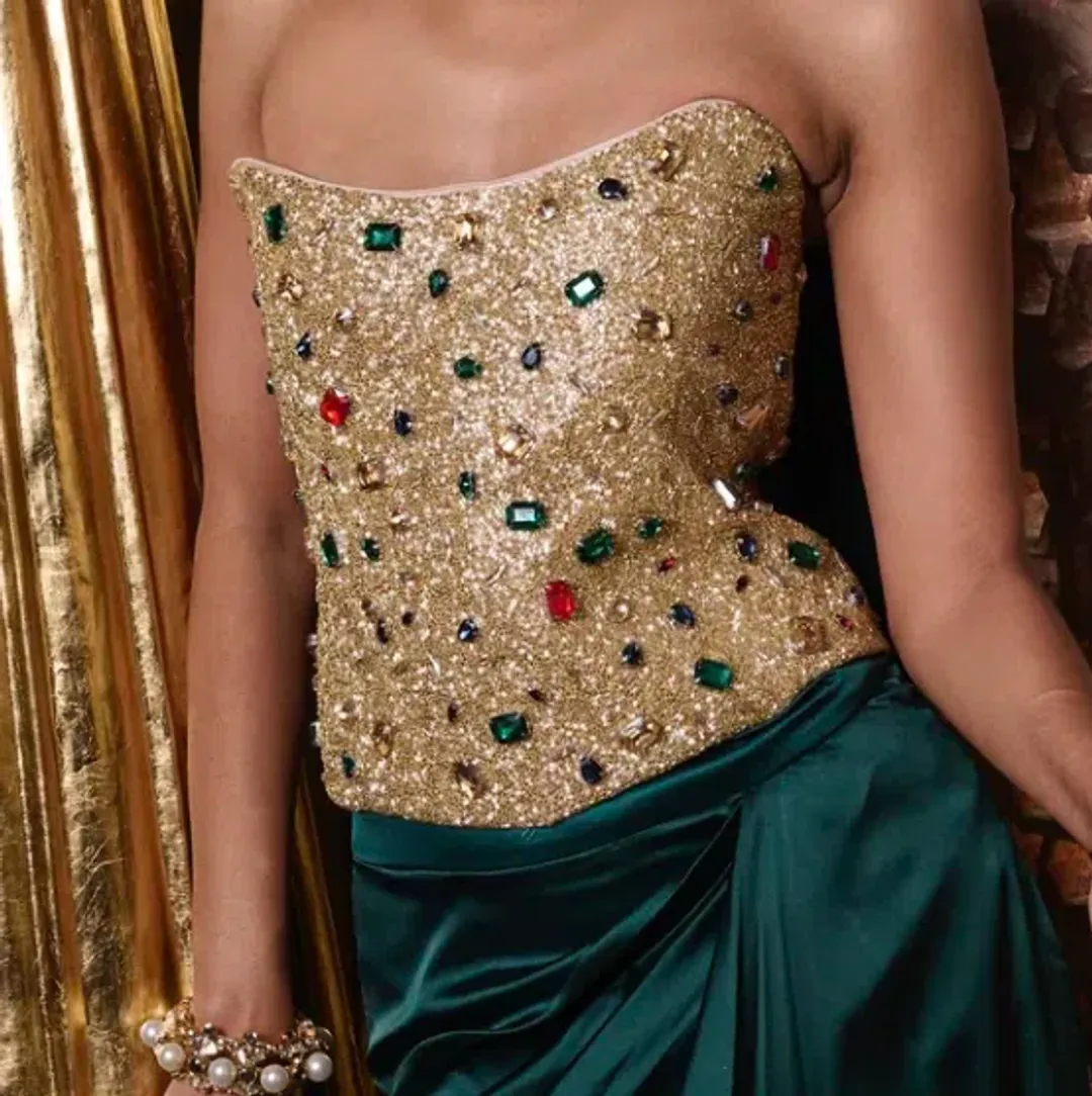 Hand-embroidered custom Sultana corset for rent on The Volte - main image