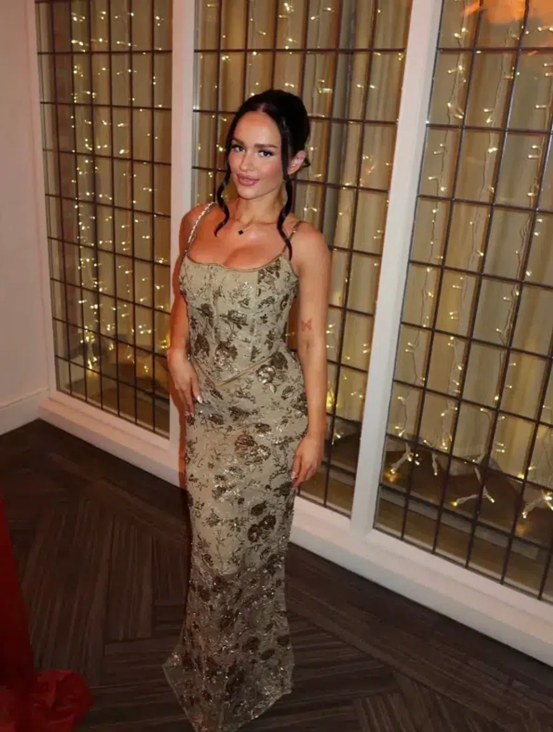 House Of CB Naima Hand Beaded Embellished Maxi Dress Olive Size S / AU 8 for rent on The Volte - main image