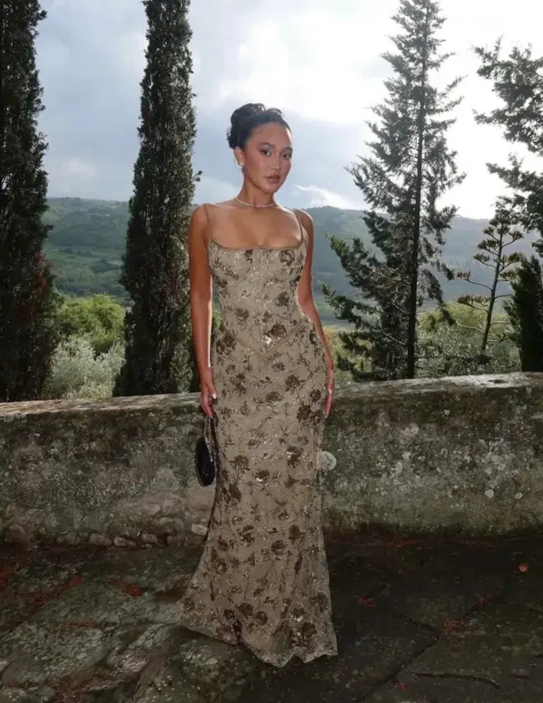 House Of CB Naima Hand Beaded Embellished Maxi Dress Olive Size M / AU 10 for rent on The Volte - main image