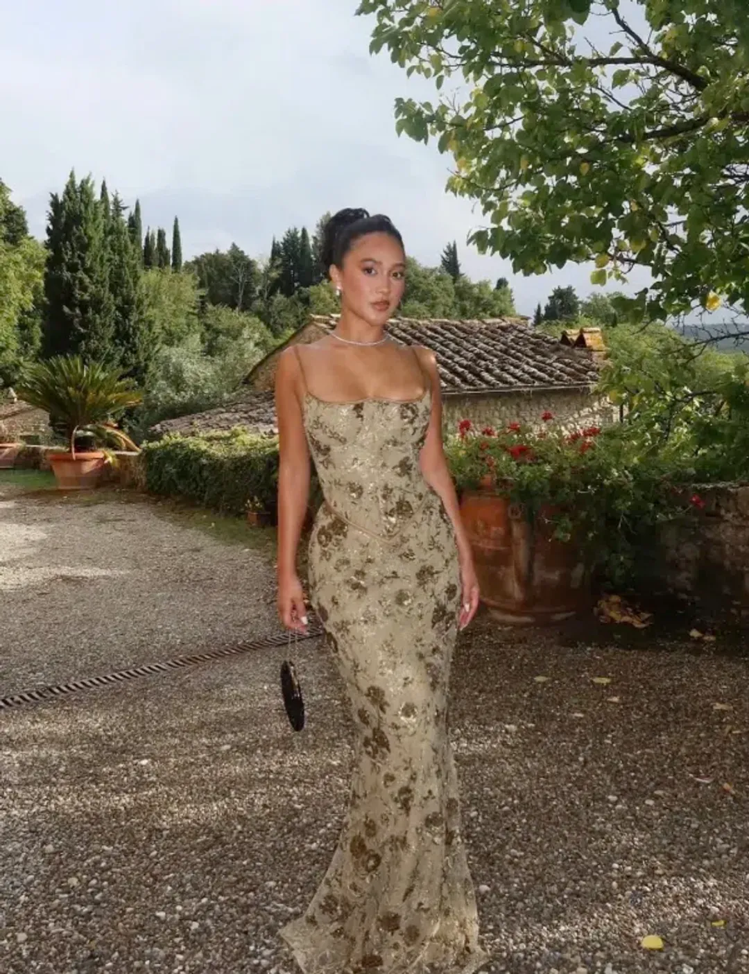 House Of CB Naima Hand Beaded Embellished Maxi Dress Olive Size M / AU 10 for rent on The Volte - main image