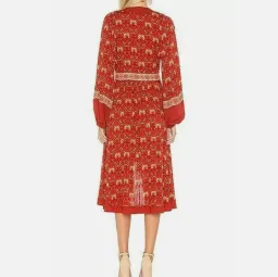 Spell Midi Jewel Soiree Dress Swing Red Floral Size Au 6 / XS for rent on The Volte - image 2