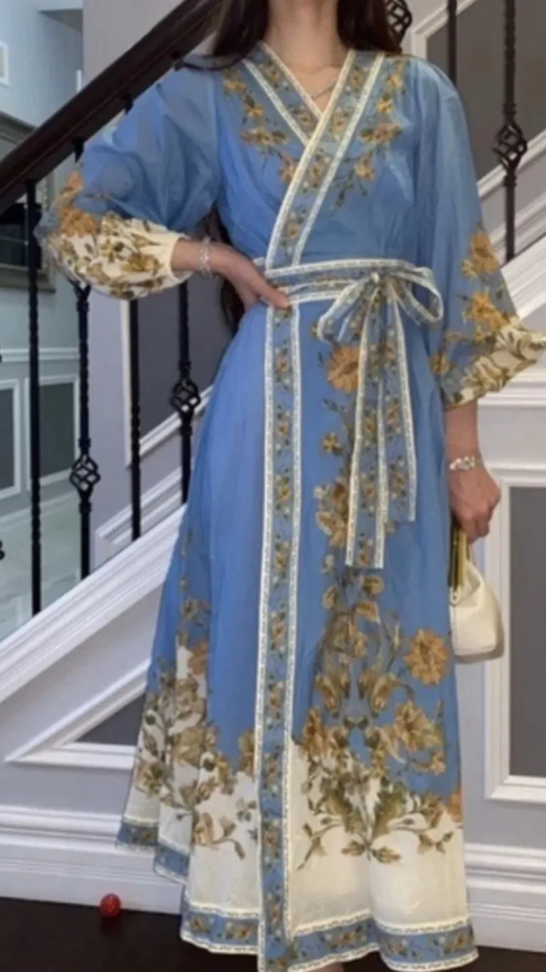 Zimmerman Chintz Wrap Midi Dress in Blue Daisy Floral 0 / 8 for rent on The Volte - main image