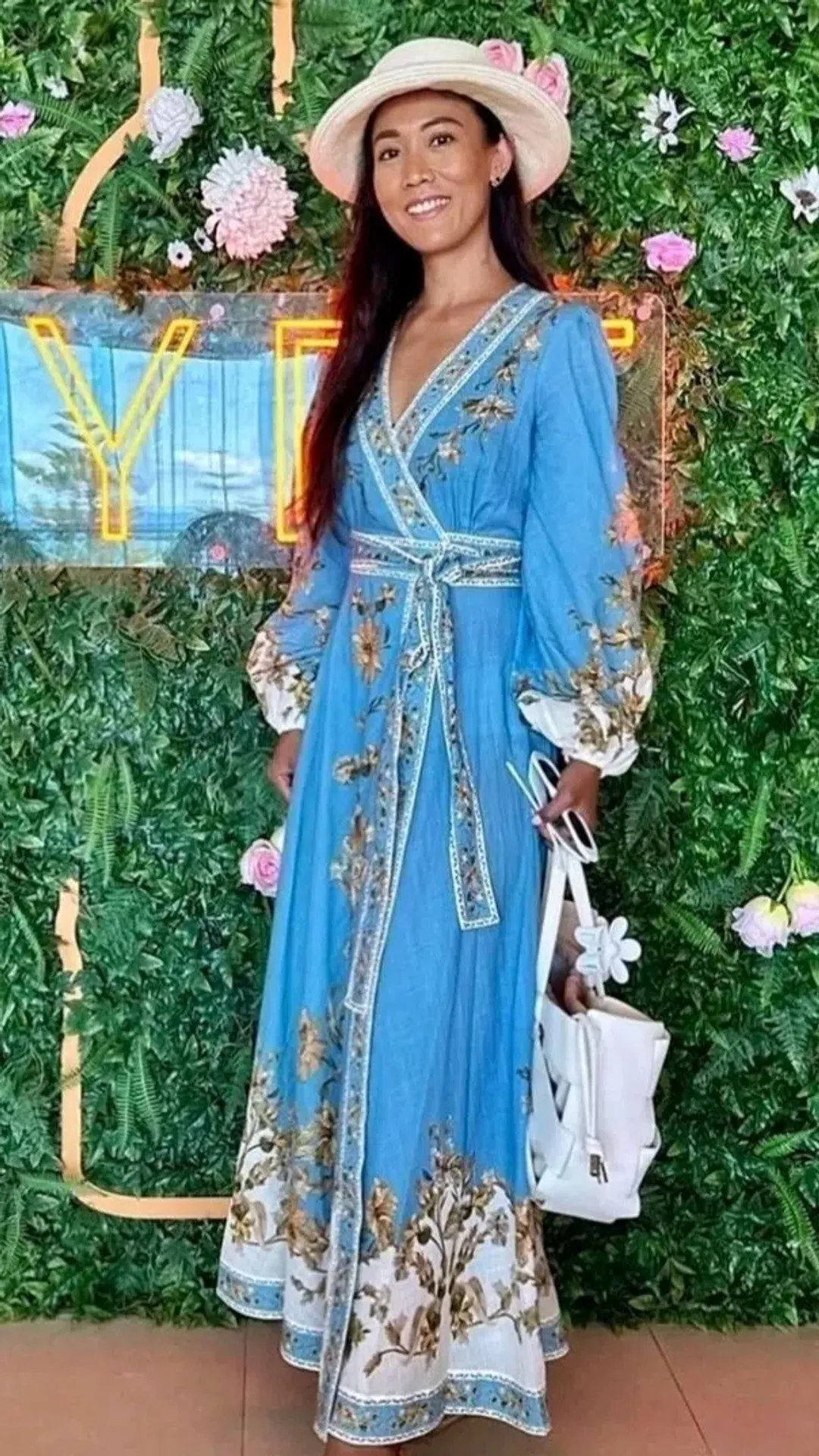 Zimmerman Chintz Wrap Midi Dress in Blue Daisy Floral 0 / 8 for rent on The Volte - main image