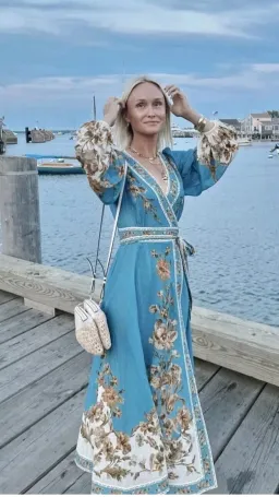 Zimmerman Chintz Wrap Midi Dress in Blue Daisy Floral 0 / 8 for rent on The Volte - image 7