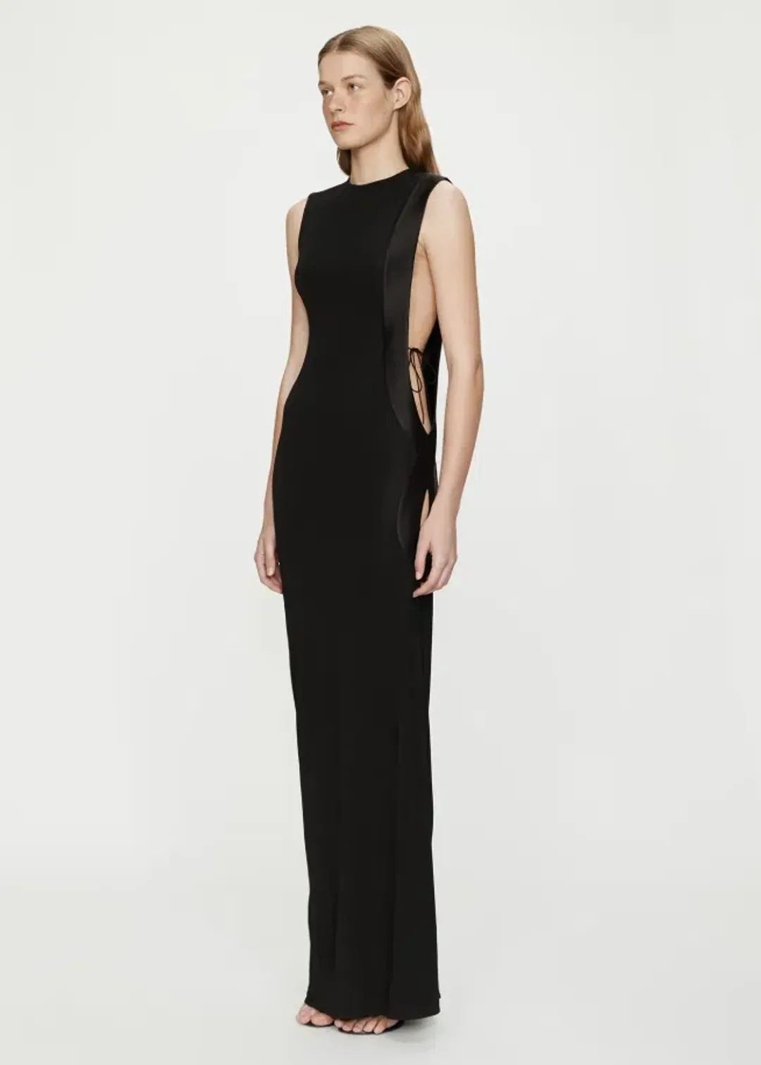 Christopher Esber Infinity Cutaway Satin Trimmed Dress Black Size 8 for rent on The Volte - main image