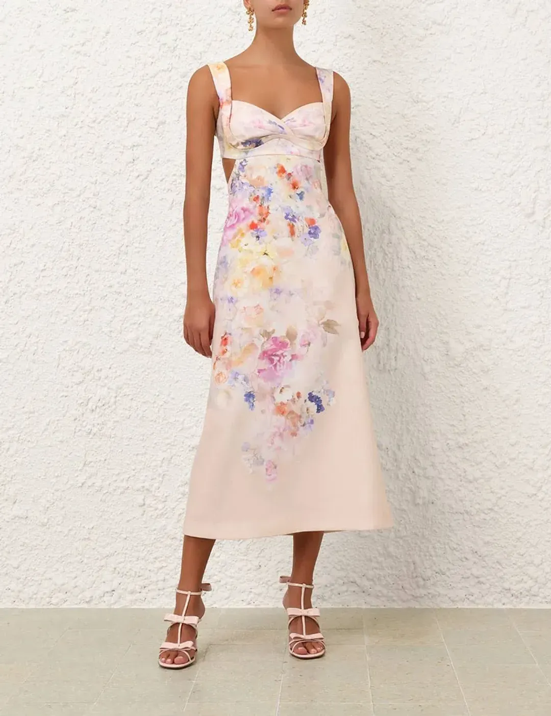 ZIMMERMANN CRUSH MIDI DRESS IN MULTI FLORAL SIZE 2/12 AU for rent on The Volte - main image