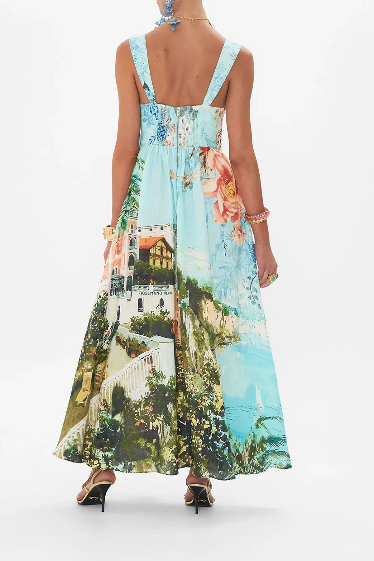 Camilla Eyelet Bustier Dress in From Sorrento With Love Print Size XXL AU 18 - Image 2