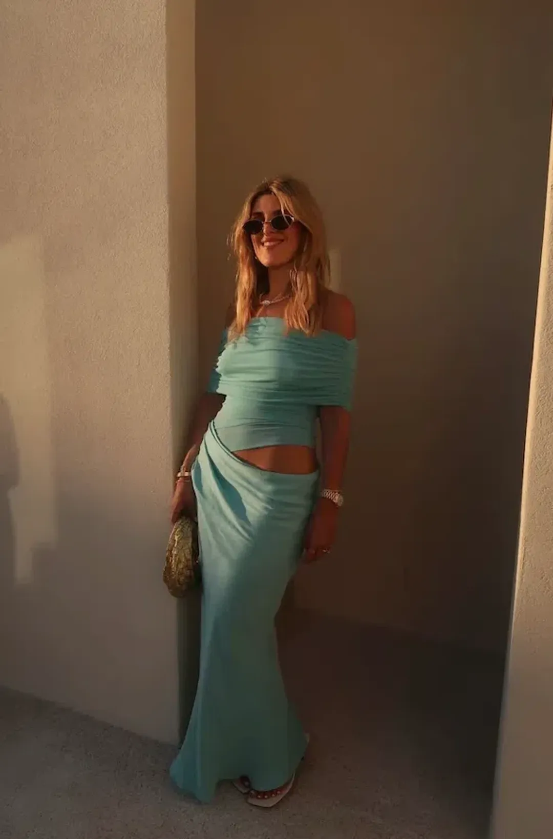 Benni Nico Off Shoulder Maxi Dress Size 10 for rent on The Volte - main image