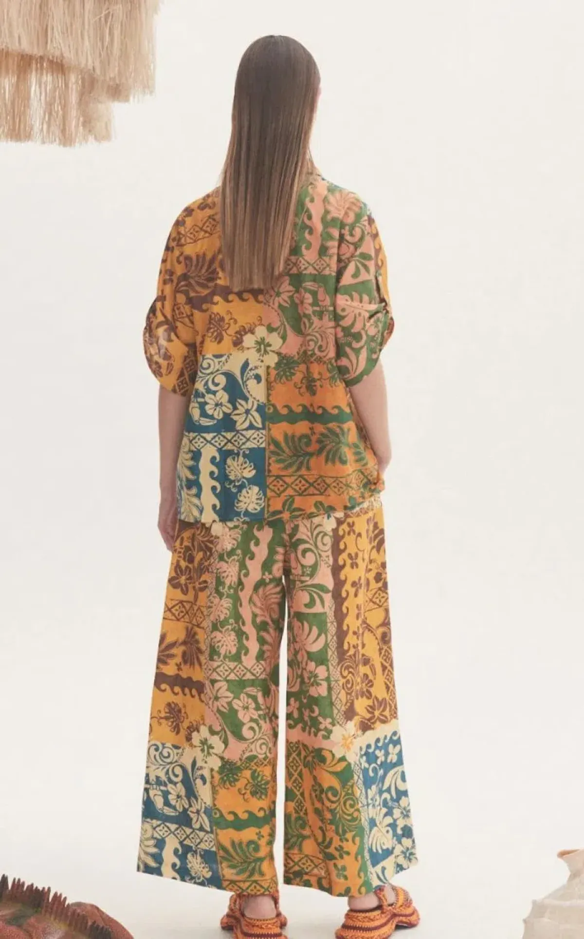 Alemais Archie Linen Set Orange Blue Print Size 10 - Image 4