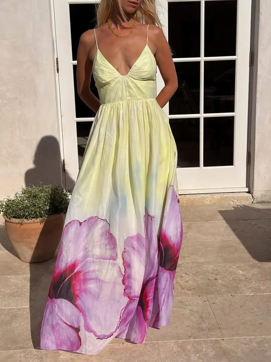 Aje Vacation Maxi Dress Hibiscus print size 8 for rent on The Volte - main image