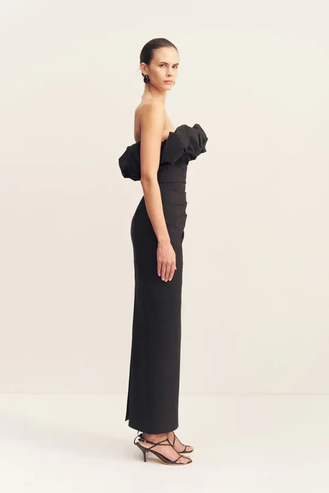 SHONA JOY - BLACK CAMPBELL STRAPLESS BUBBLE MAXI DRESS for rent on The Volte - main image