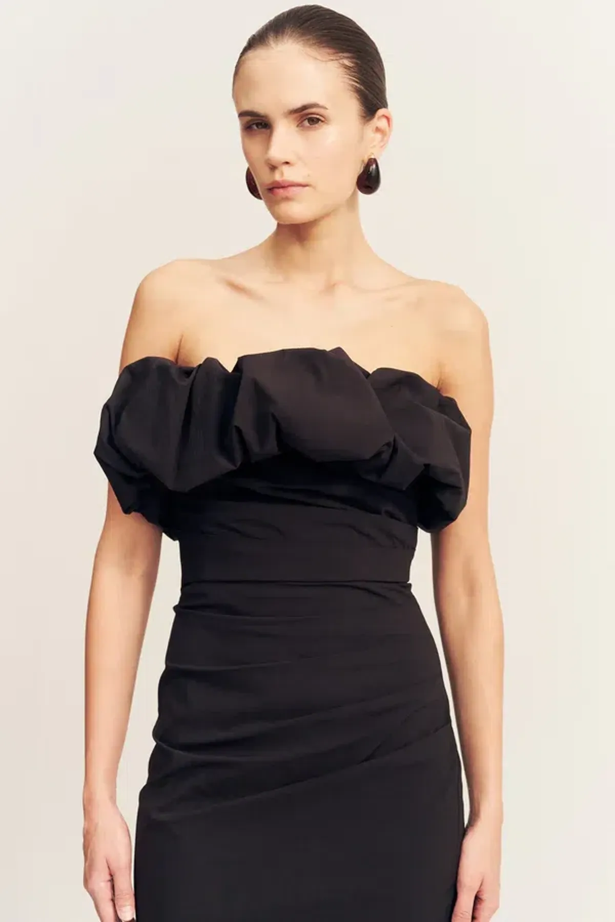 SHONA JOY - BLACK CAMPBELL STRAPLESS BUBBLE MAXI DRESS - Image 3