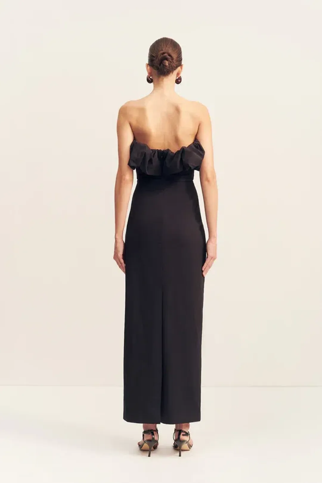 SHONA JOY - BLACK CAMPBELL STRAPLESS BUBBLE MAXI DRESS for rent on The Volte - main image