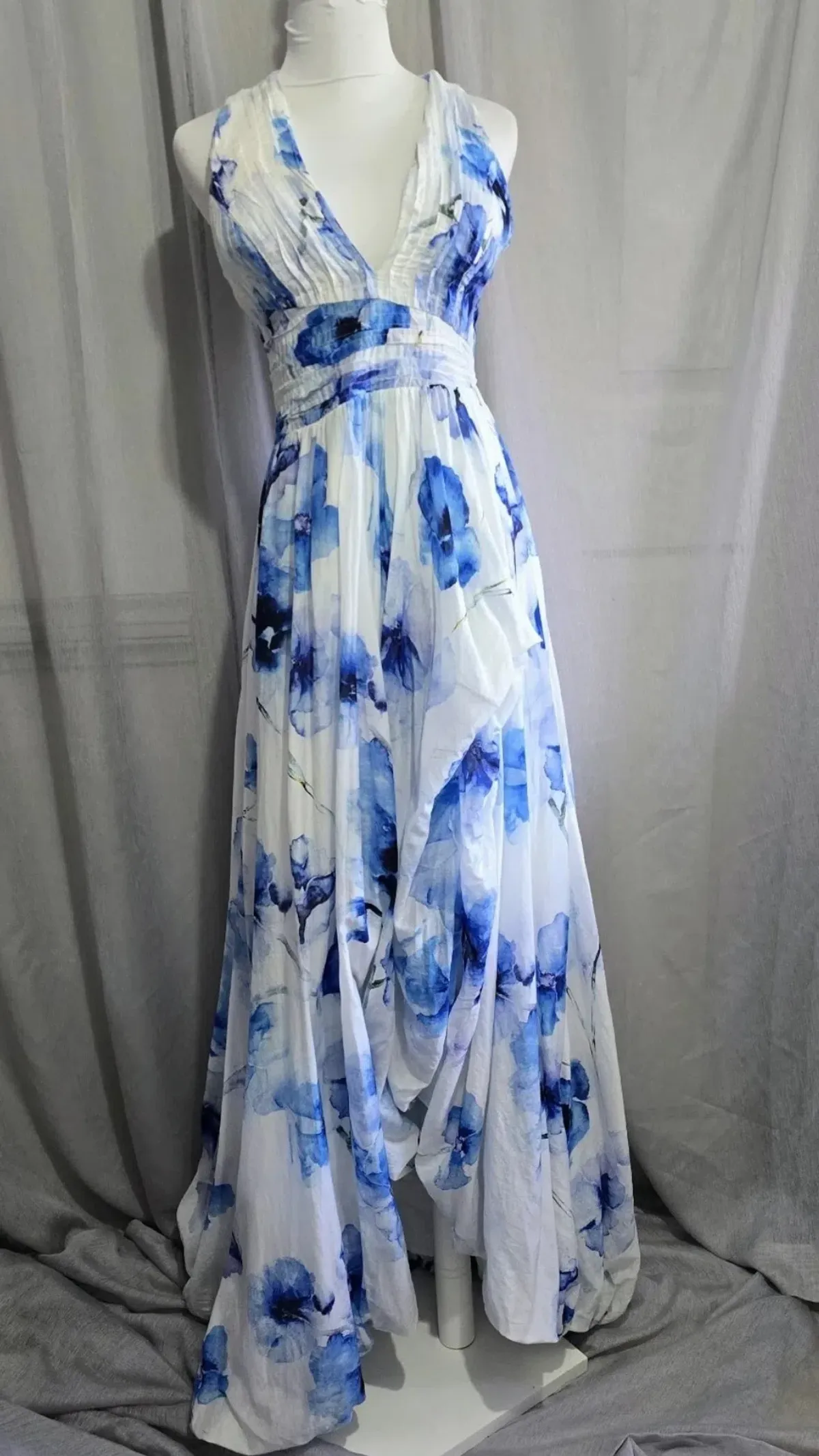 Aje Belize Maxi Dress s.10 White & Blue Silk Blend - Image 2