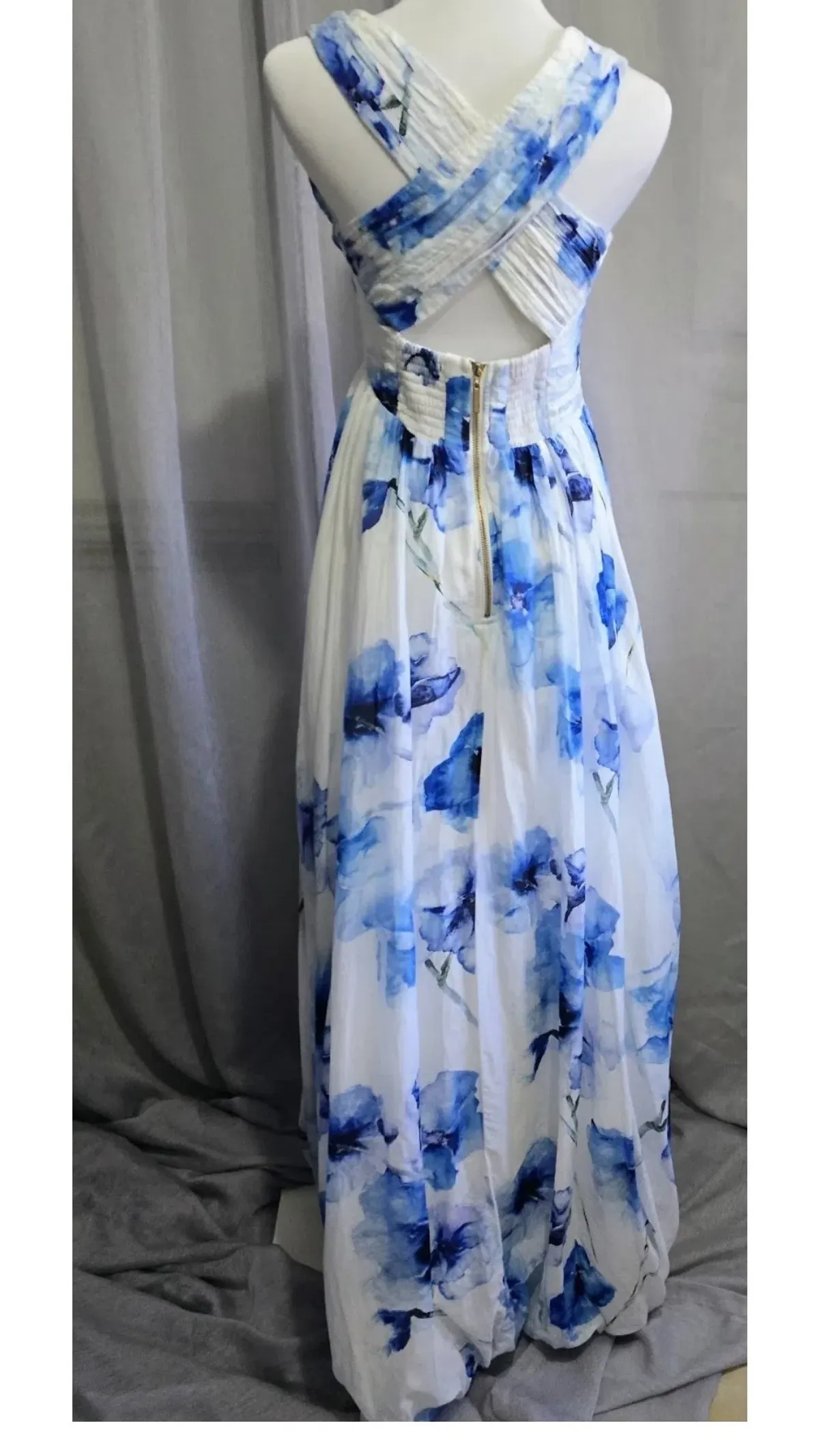 Aje Belize Maxi Dress s.10 White & Blue Silk Blend - Image 3